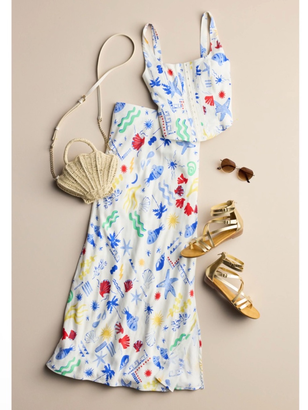 Kohl's Ocean Print 2-piece set Maxi skirt